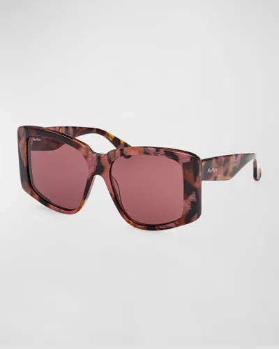 Max Mara Glimpse Acetate Butterfly Sunglasses In Colored Havana/bordeaux