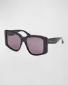 Max Mara Glimpse Acetate Butterfly Sunglasses In Shiny Black/smoke