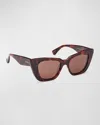 Max Mara Glimpse Tortoise Acetate Butterfly Sunglasses In Dark Havana / Brown