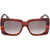 Max Mara Women's D107 53mm Rectangular Sunglasses In Red/gradient Smoke