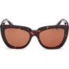 Max Mara Glimpse4 54mm Polarized Cat Eye Sunglasses In Dark Havana/brown