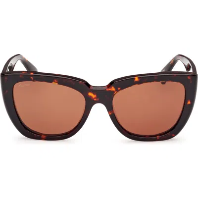 Max Mara Glimpse4 54mm Polarized Cat Eye Sunglasses In Dark Havana/brown