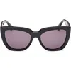 Max Mara Glimpse4 54mm Polarized Cat Eye Sunglasses In Shiny Black/smoke