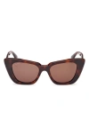 Max Mara Glimpse Tortoise Acetate Butterfly Sunglasses In Dark Havana/brown