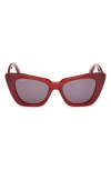 Max Mara Glimpse5 50mm Polarized Butterfly Sunglasses In Shiny Red/smoke