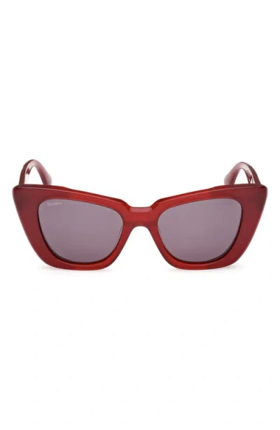 Max Mara Glimpse5 50mm Polarized Butterfly Sunglasses In Shiny Red/smoke