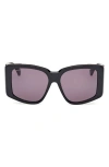 Max Mara Glimpse Acetate Butterfly Sunglasses In Shiny Black/smoke