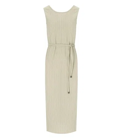 Max Mara Round Neck Sleeveless Dress In Beige