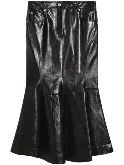 Max Mara Glossy Lamb Leather Skirt With Fitted Silhouette In Black