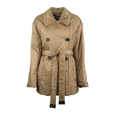 Max Mara Glossy Padded Double-breasted Trench Coat In Brown