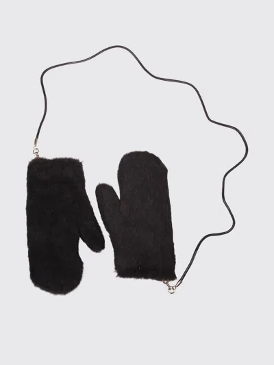 Max Mara Gloves In A Precious Alpaca And Virgin Wool Blend With Spring Clip In Brown