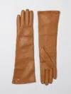 Max Mara Long Nappa Leather Gloves In Brown