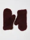 Max Mara Mittens In Alpaca And Wool Teddy Fabric In Burgundy