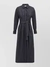 Max Mara Go Belted Waist Midi Dress With Long Sleeves In Black