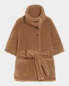 Max Mara Women Amato Teddy Cape With Belt In Colonial