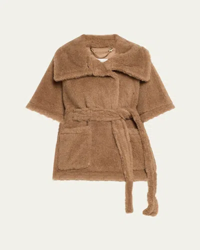 MAX MARA GOAT & SHEARLING DYED CAPE