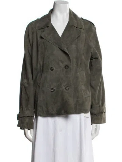 Pre-owned Max Mara Goat Leather Jacket In Green