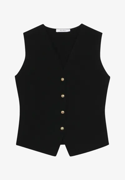 Max Mara Gola Buttoned Yarn Vest In Black