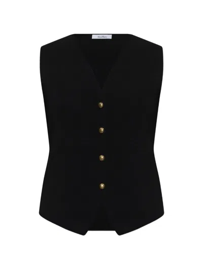 Max Mara Gola Button-up Vest In Black