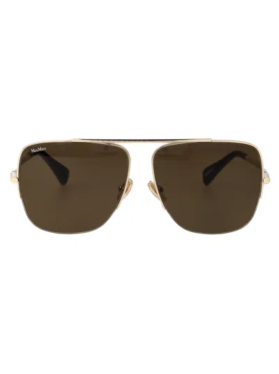 Max Mara Gold Black Metal Sunglasses In Brown