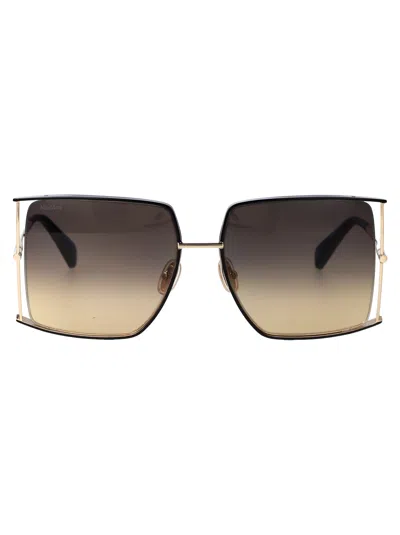 Max Mara Gold Black Metal Sunglasses In Pattern