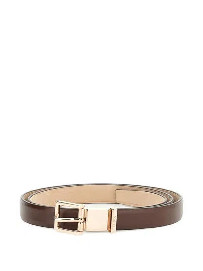 Max Mara Gold-tone Buckle Belt In Burgundy