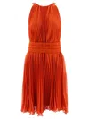 Max Mara Golena Pleated Dress In Red