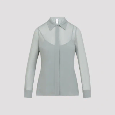 Max Mara Golfo Shirt Long Sleeves Sheer Fabric In Gray
