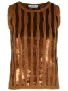 Max Mara Golia Linen Knitted Tank Top With Embroidered Sequin
