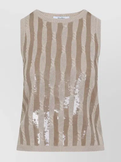 MAX MARA GOLIA CABLE-KNIT LINEN TOP