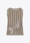 Max Mara Beige Sleeveless Linen Top In Beige