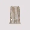 Max Mara Beige Sleeveless Linen Top In Fondo Corda
