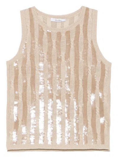 Max Mara Golia Vest In Neutrals