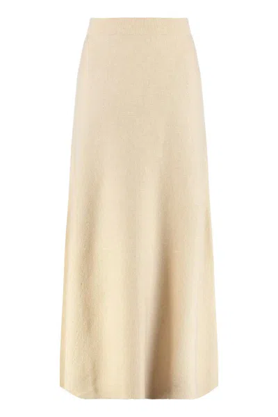 Max Mara Gonna Flared In Wool And Cashmere In Gold