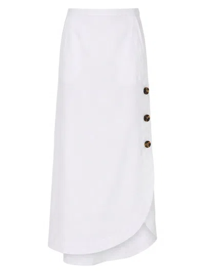 Max Mara -inspired Canvas-blend Viscose Linen Skirt In White