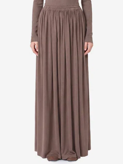 Max Mara Livrea Pleated Maxi Skirt In Brown