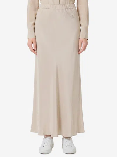Max Mara Gonna Lunga In Seta Sospiro In Neutral