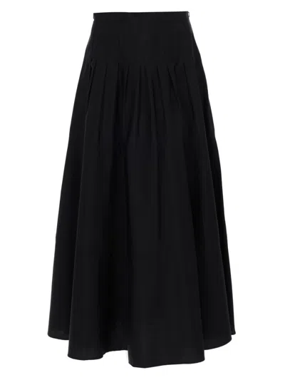 Max Mara Opera Long Cotton Skirt In Black