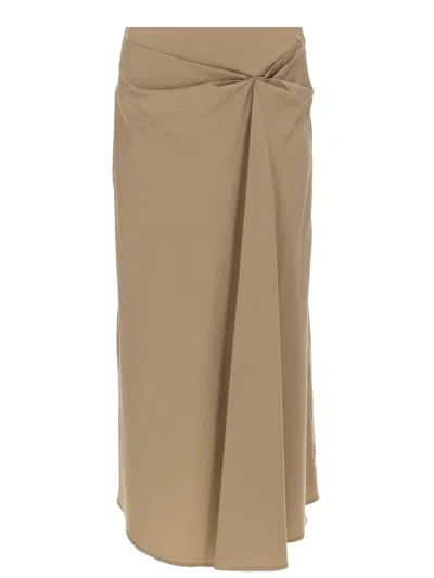 Max Mara Gonna Midi Drappeggiata In Neutral