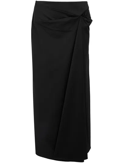 Max Mara Gonna Midi Nera Con Drappeggio  In Black