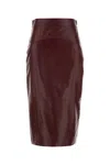 Max Mara Bordeaux Pencil Skirt In Nappa Leather In Multi