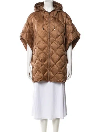 Pre-owned Max Mara Goose Down Plaid Print Down Jacket In Brown