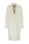 Max Mara Belted Long-sleeved Coat In White
