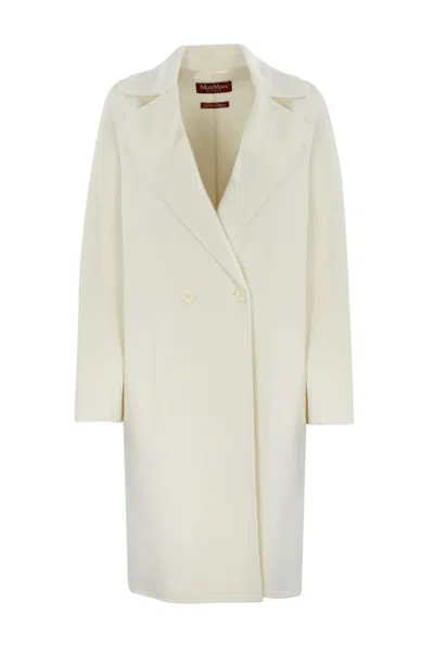 Max Mara Belted Long-sleeved Coat In White