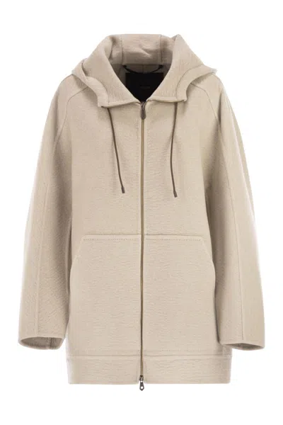 Max Mara Gradi - Double-layered Pure Cashmere Sweatshirt Coat In Neutral