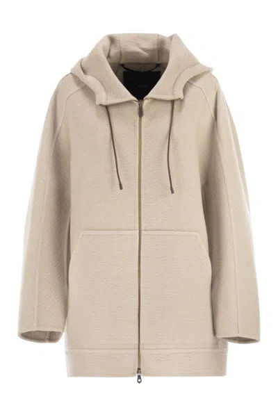 Max Mara Maxmara Gradi Double Layered Pure Cashmere Sweatshirt Coat In Neutral