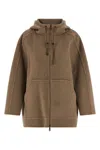 Max Mara Hooded Coat With Drawstring And Pockets In Brown
