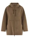 Max Mara Hooded Coat With Drawstring And Pockets In Brown
