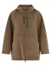 Max Mara Hooded Coat With Drawstring And Pockets In Brown