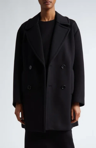 Max Mara Gradi Double Breasted Jersey Coat In Black